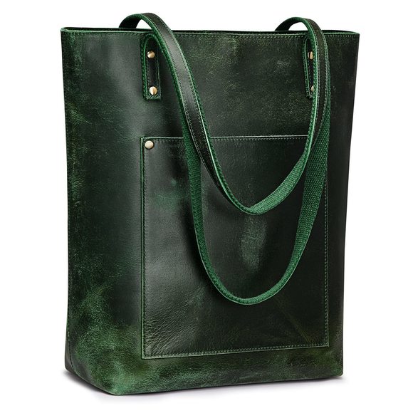 Vintage Genuine Leather Tote Bag Large Shoulder Purse Work Handbag :o)